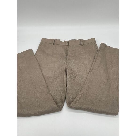 H&M Linen Pants for Women US 30R Belted Zip Up & Pockets Beige NWT - Picture 4 of 7